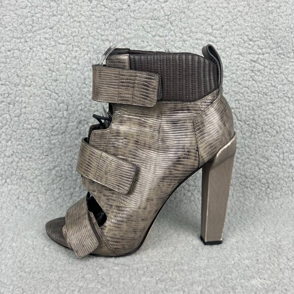 Alexander Wang Sandals Women 7 37 Shoe Grey Noemi Booties Heels Boots Peep Toe 1 - Picture 2 of 13